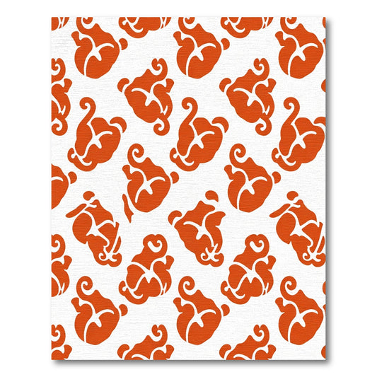Vivid Orange Floral Swirl Repeating Rug