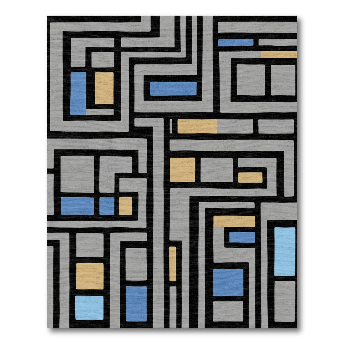 Abstract Geometric Gray Blue Amber Rug