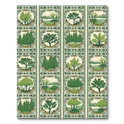 Green Woodland Tree Panels Rug