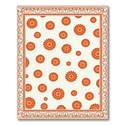 Orange Floral Medallion Bordered Rug