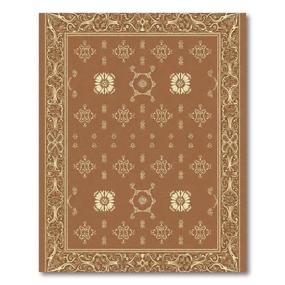 Antique Tan Floral Medallion Border Rug