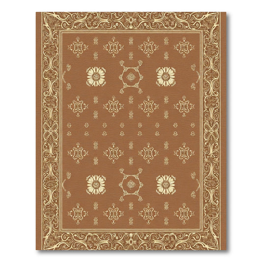 Antique Tan Floral Medallion Border Rug