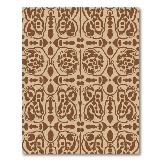 Earth Tones Damask Floral Repeat Rug