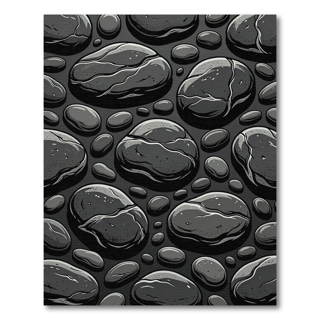 Dark Gray Smooth River Stone Rug
