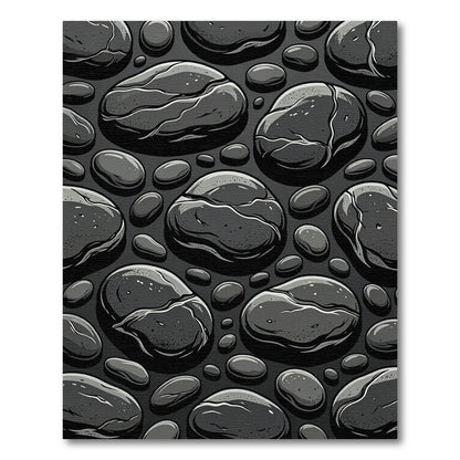 Dark Gray Smooth River Stone Rug