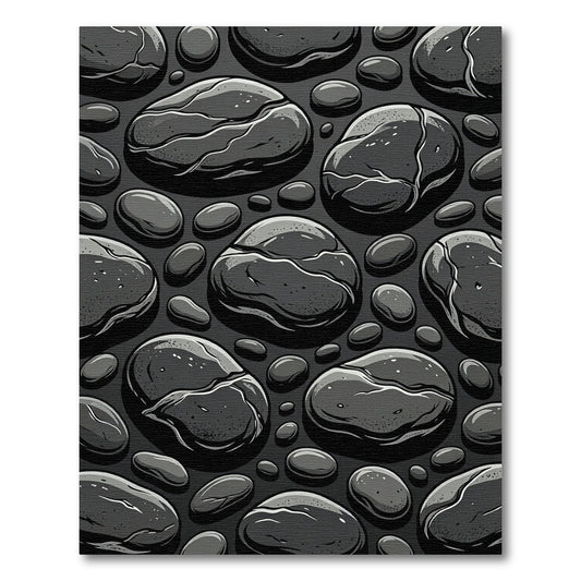 Dark Gray Smooth River Stone Rug