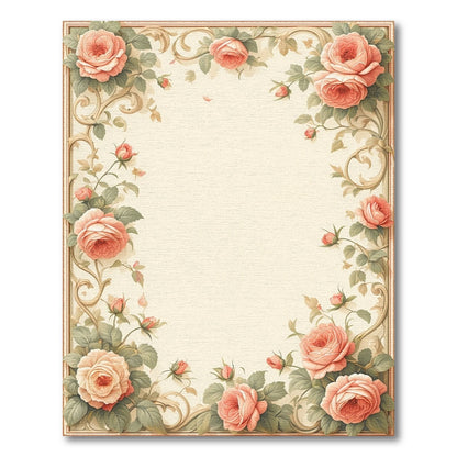 Pink Rose Floral Vintage Area Rug
