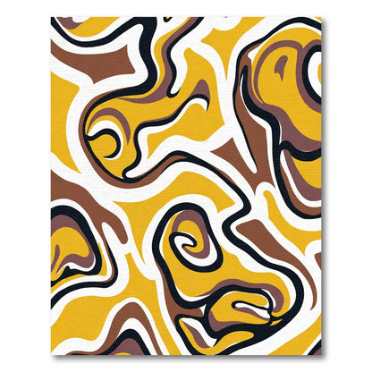 Yellow Swirl Organic Abstract Design Rug