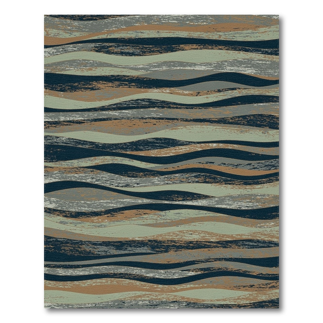 Distressed Wave Grey Area Rug