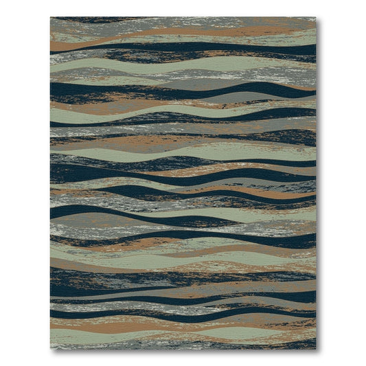 Distressed Wave Grey Area Rug