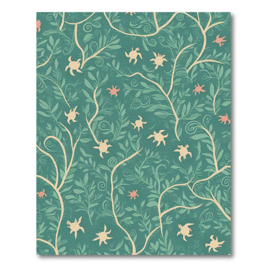 Teal Coral Turtle Botanical Charm Rug