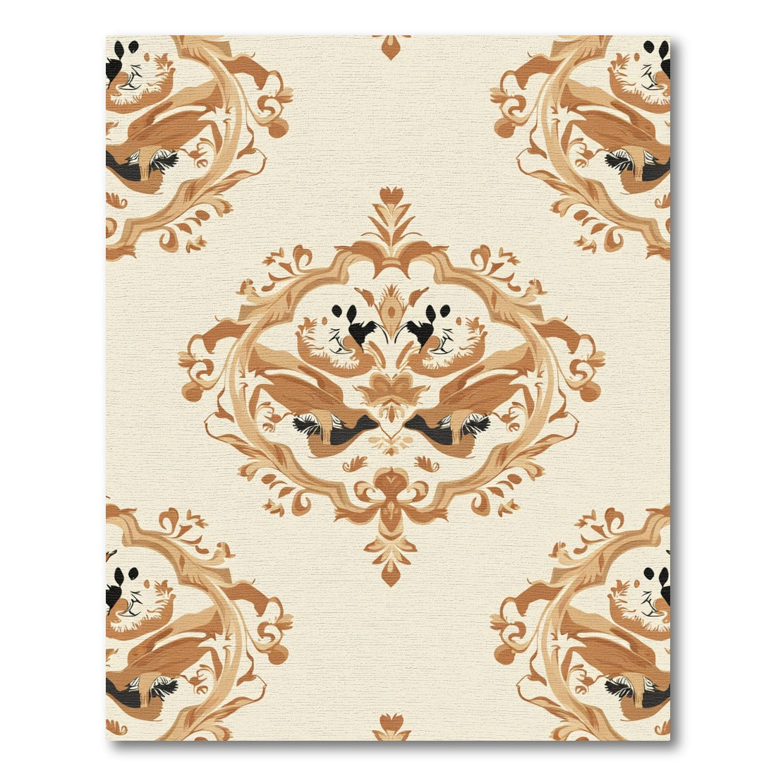 Golden Brown Animal Medallion Rug