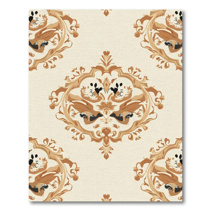 Golden Brown Animal Medallion Rug