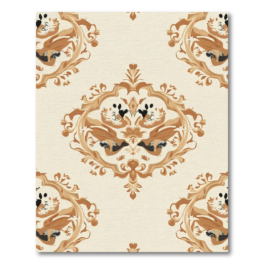 Golden Brown Animal Medallion Rug