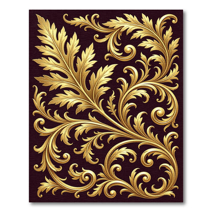 Golden Acanthus Leaf Scrollwork Rug