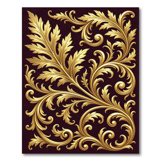 Golden Acanthus Leaf Scrollwork Rug