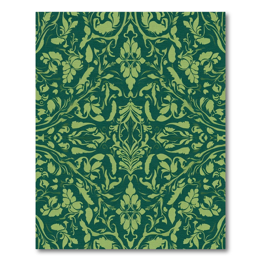 Deep Emerald Damask Floral Scroll Rug