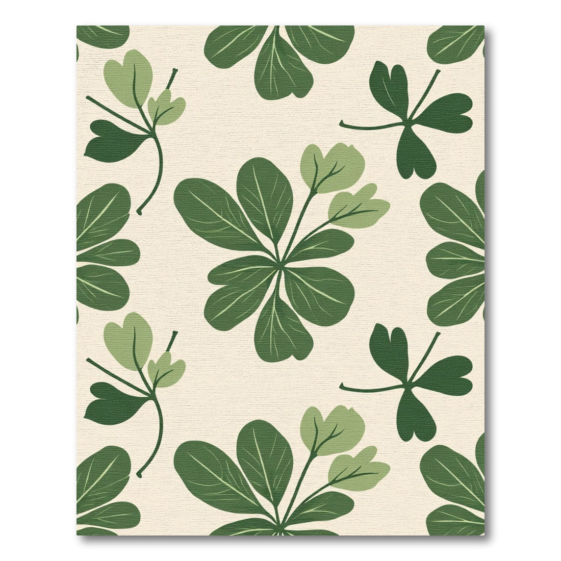 Botanical Green Leaf Cluster Rug