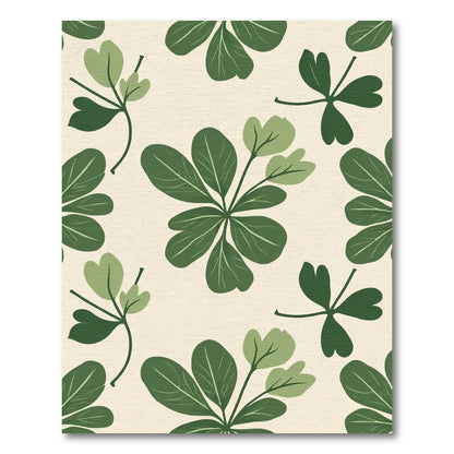 Botanical Green Leaf Cluster Rug