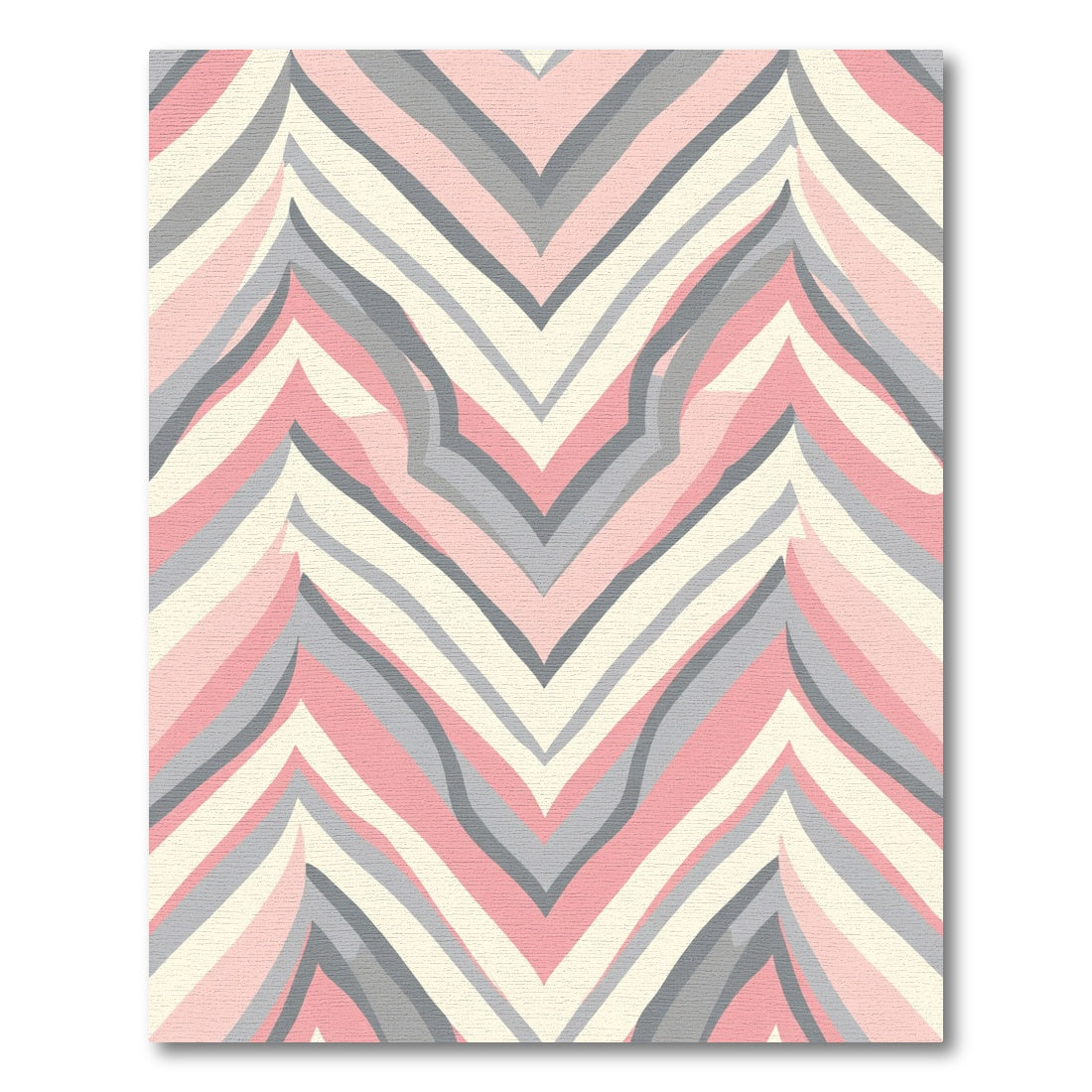 Pink Gray Chevron Waves Rug