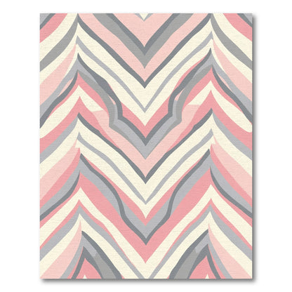 Pink Gray Chevron Waves Rug