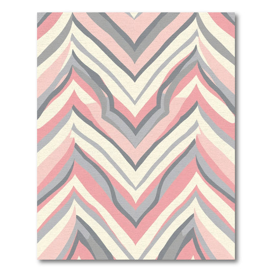 Pink Gray Chevron Waves Rug