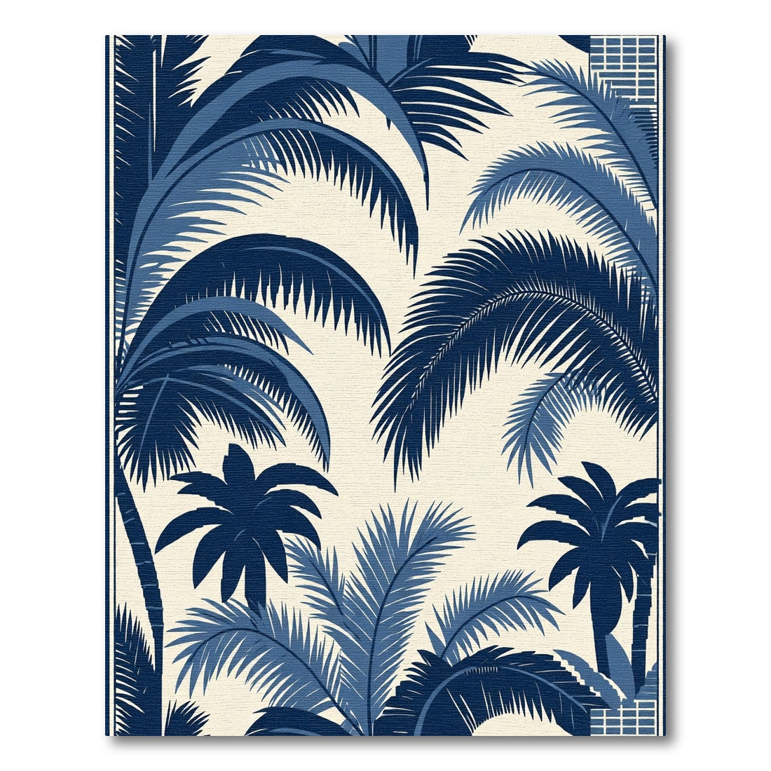 Vibrant Indigo Palm Tree Canopy Rug