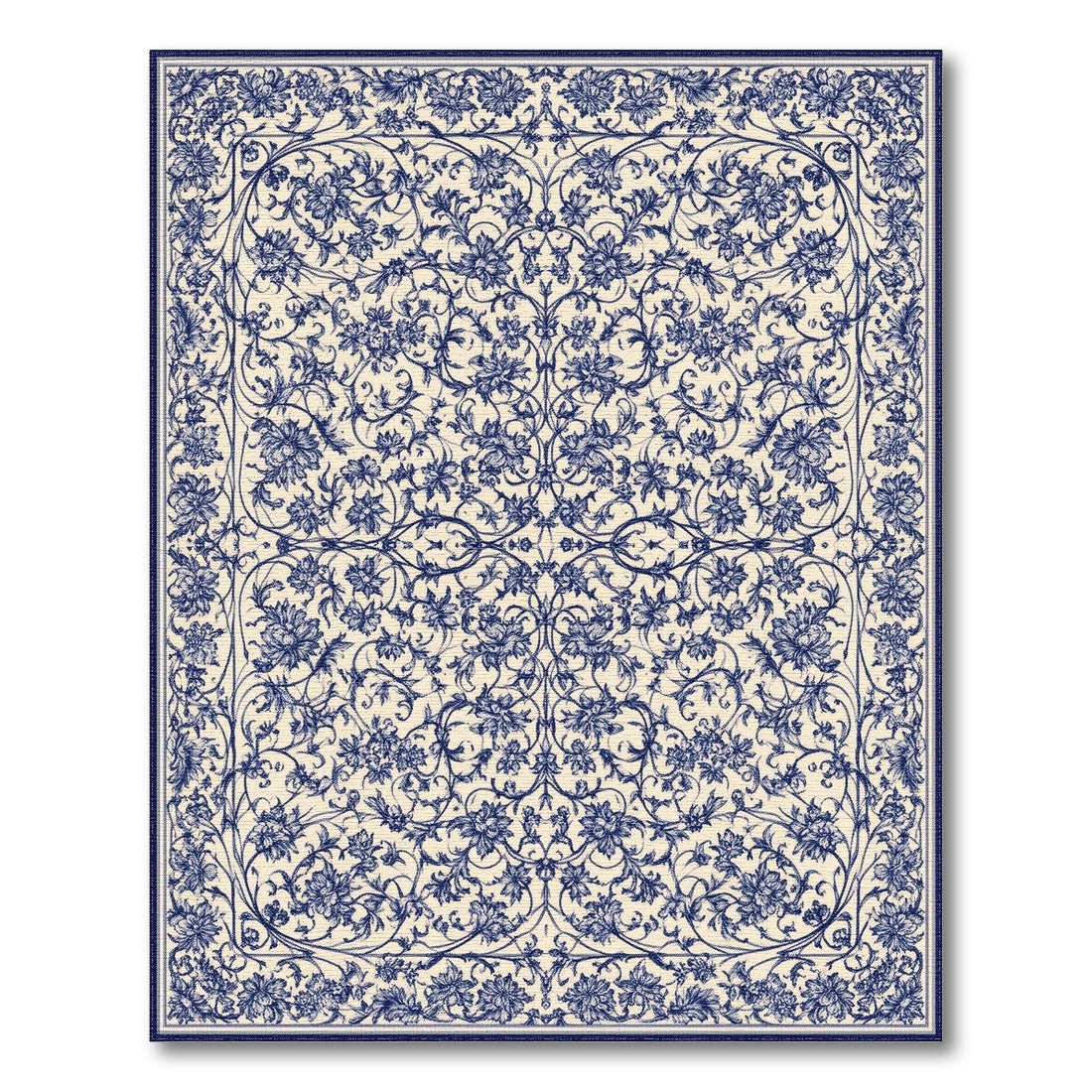 Navy Blue Floral Vintage No. 10 Area Rug