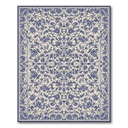 Navy Blue Floral Vintage No. 10 Area Rug