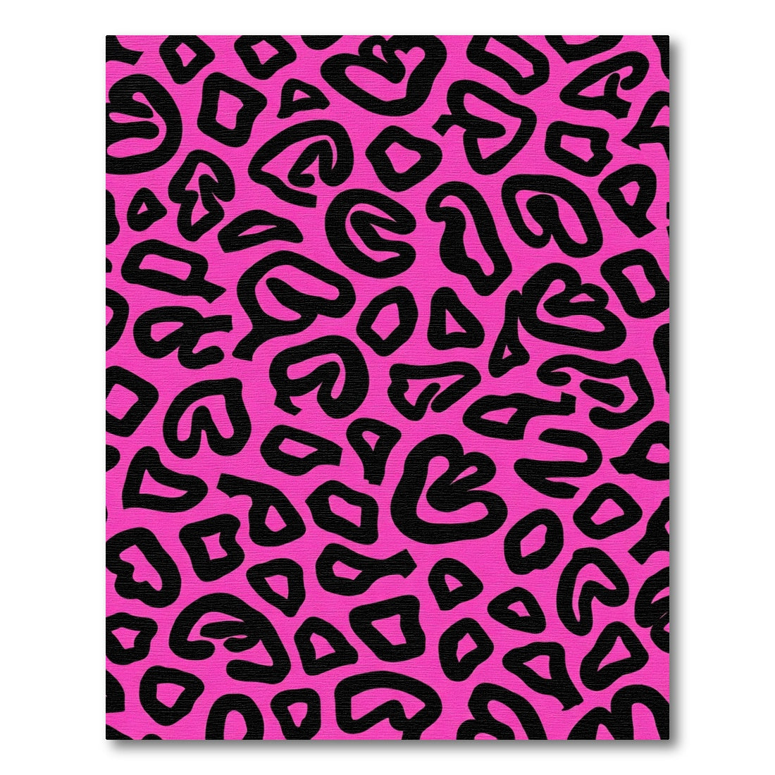 Vibrant Pink Black Leopard Spots Rug