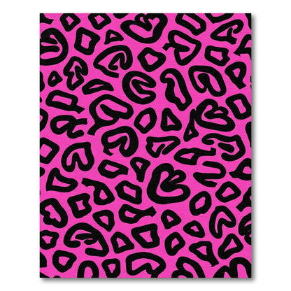 Vibrant Pink Black Leopard Spots Rug