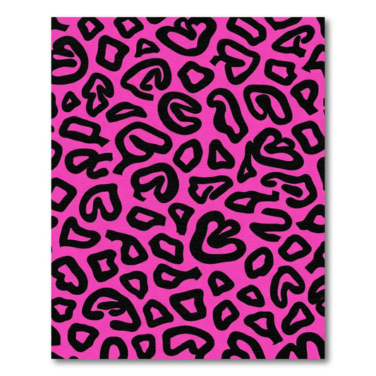 Vibrant Pink Black Leopard Spots Rug