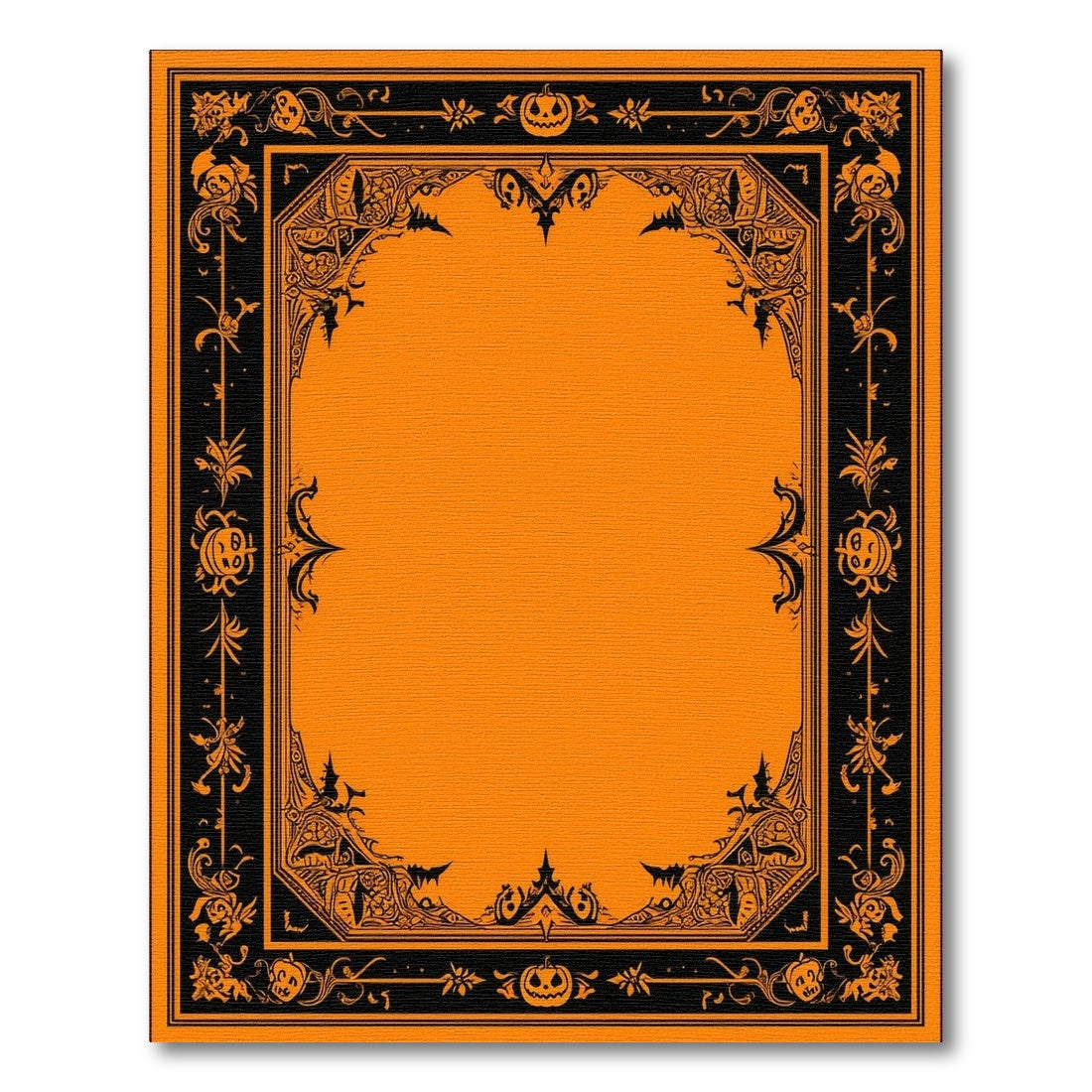 Orange Halloween Cartoon Area Rug with Pumpkins