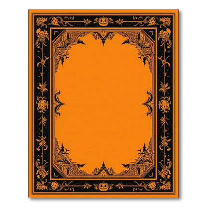 Orange Halloween Cartoon Area Rug with Pumpkins