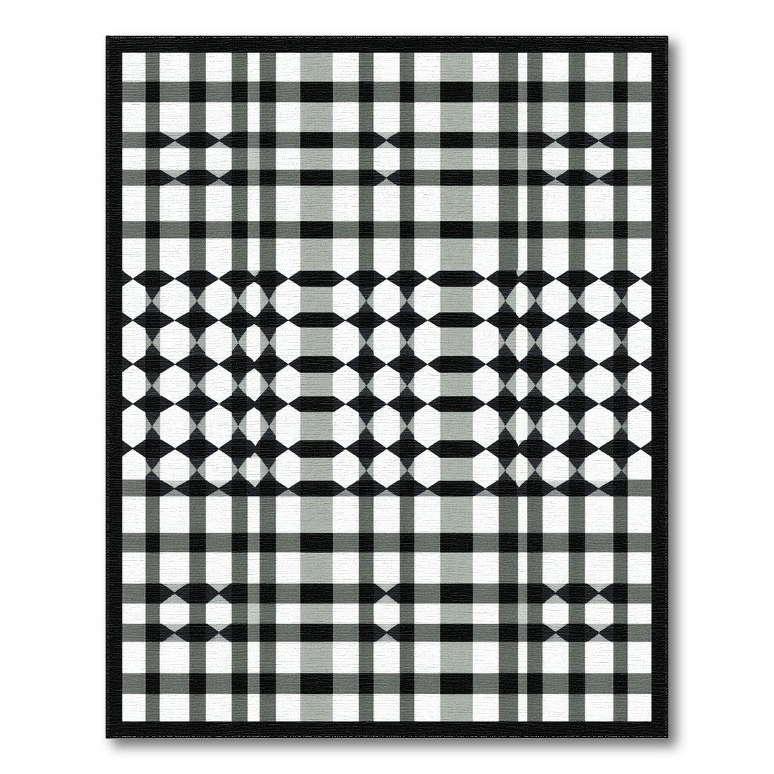 Black White Geometric Checkered Geometric Modern Area Rug