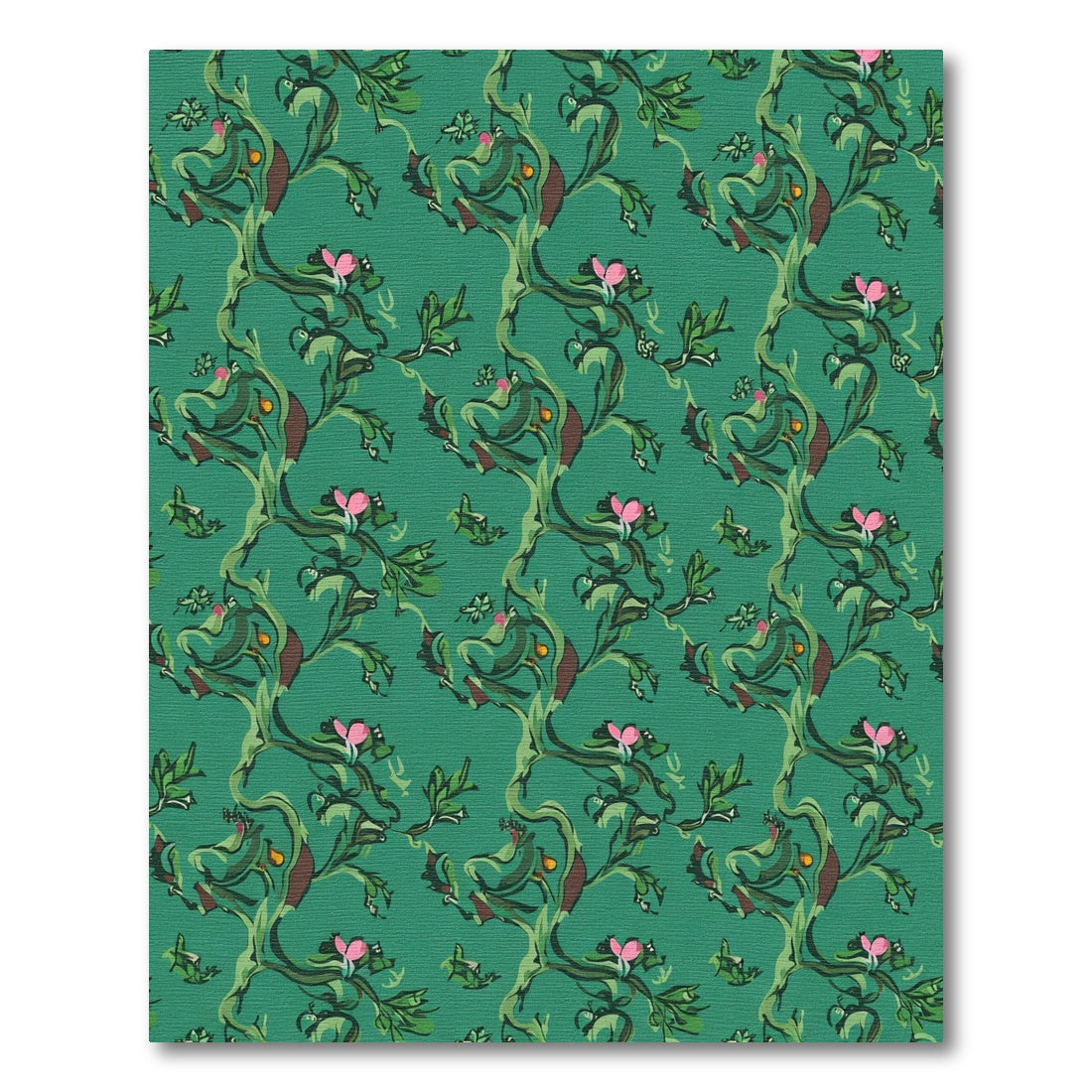 Emerald Green Whimsical Floral Vines Rug