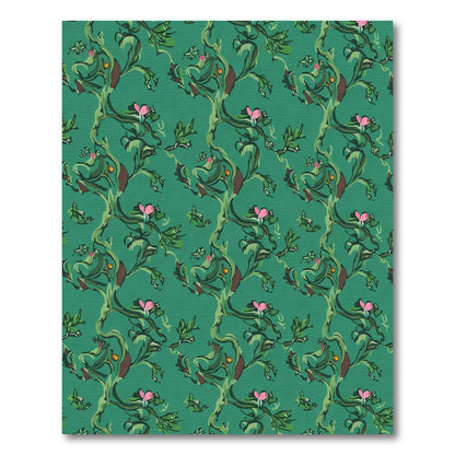 Emerald Green Whimsical Floral Vines Rug