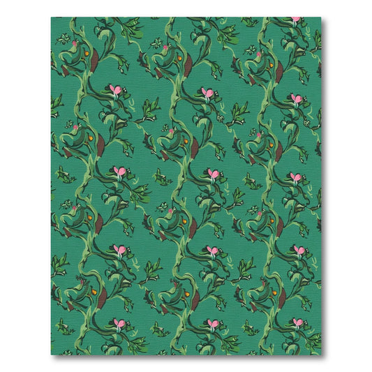 Emerald Green Whimsical Floral Vines Rug