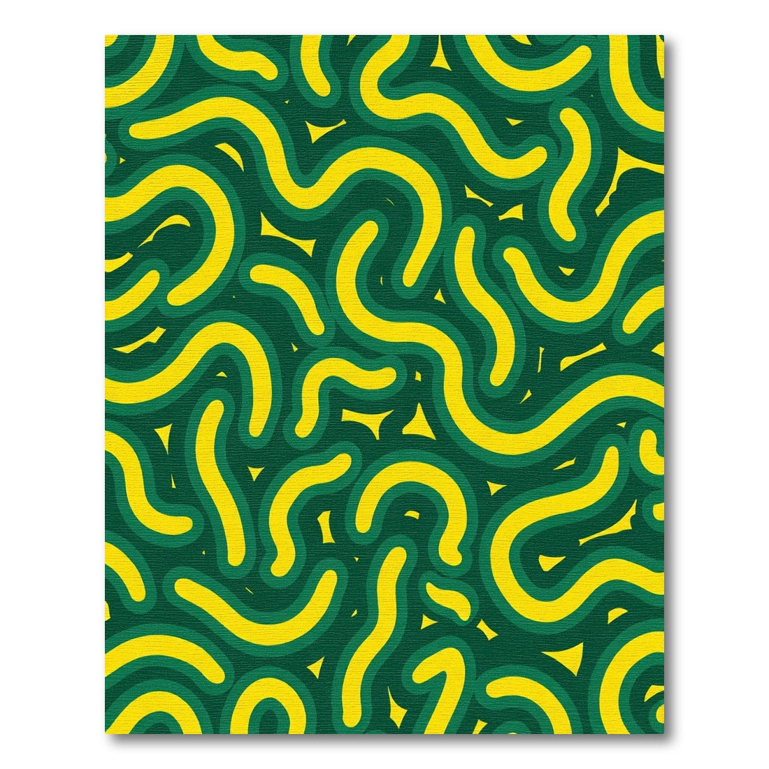 Curving Yellow Organic Green Swirls Rug