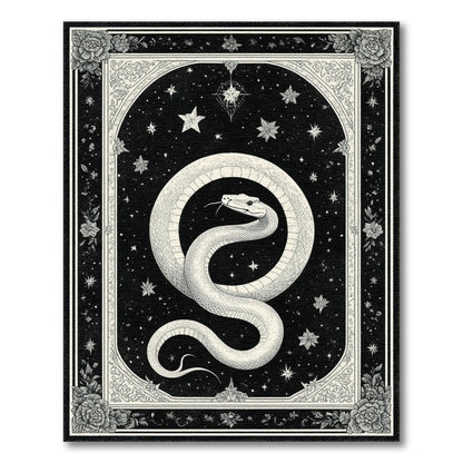 Celestial Snake Black White Area Rug