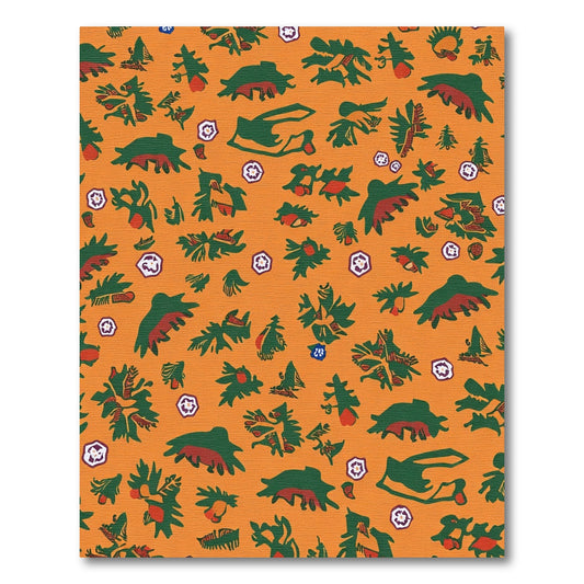 Orange Tropical Green Red Leaf Medallion Rug