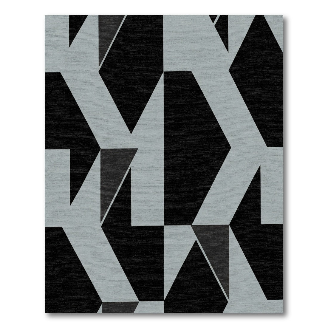 Modern Black Light Gray Geometric Angular Rug