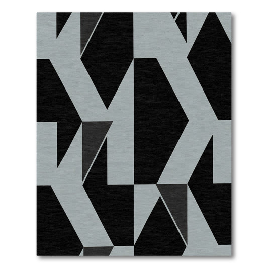 Modern Black Light Gray Geometric Angular Rug