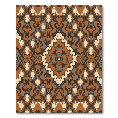Earthy Brown Floral Medallion Artwork Rug