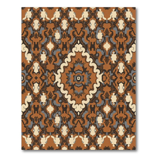 Earthy Brown Floral Medallion Artwork Rug