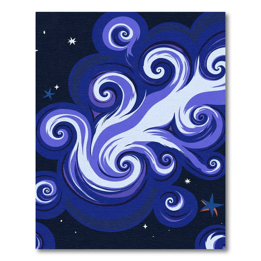 Deep Navy Swirling Starry Night Rug