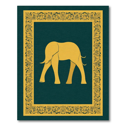 Golden Elephant Ornate Frame Rug