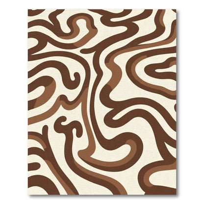 Brown Cream Swirl Fluidic Abstract Rug