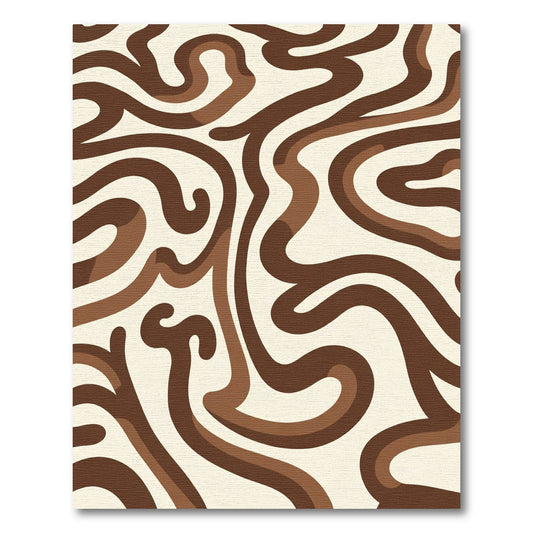 Brown Cream Swirl Fluidic Abstract Rug