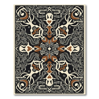 Black Brown Cream Intricate Medallion Rug